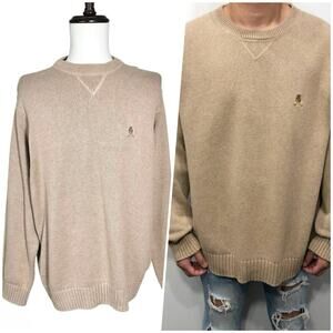Tommy Hilfiger | Men | Tan Cotton Knit Crest Logo Fisherman Sweater | Large